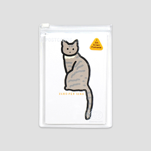 [제로퍼제로] 실크스크린 엽서 세트 고양이