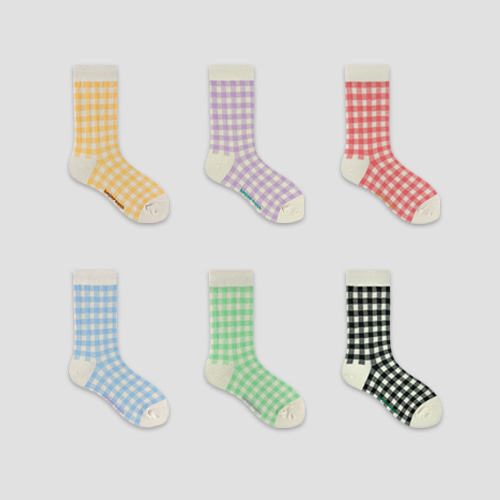 [봉주르마치] check socks - 6가지 색상 (재입고)