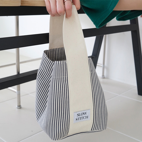 [슬로우스티치] slowstitch tote bag small - navy stripe (재입고)