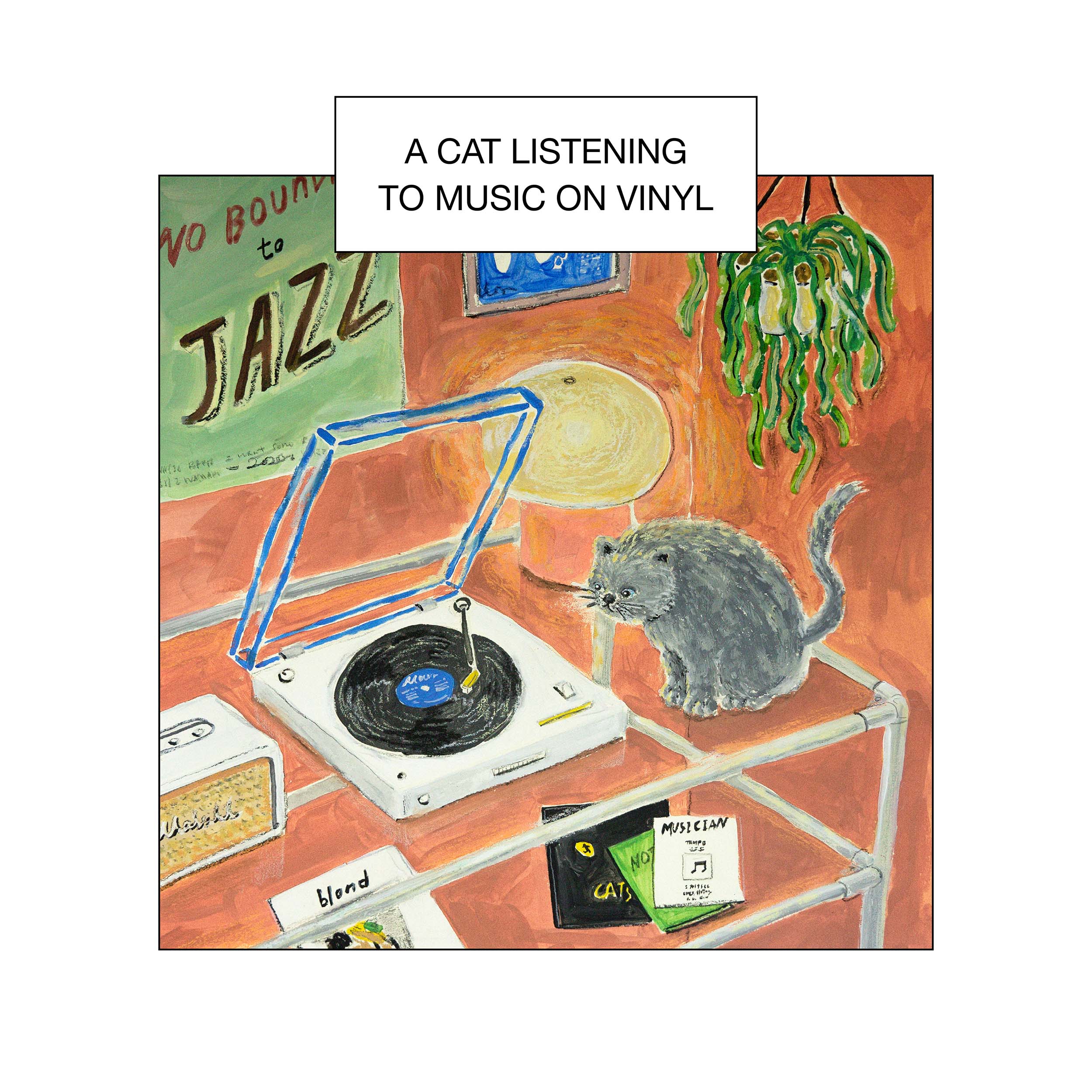 [희다가든] A cat listening to music on vinyl (4차입고)