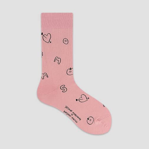 [봉주르마치] Heart socks_pink apple (with 세컨드모닝) (재입고)